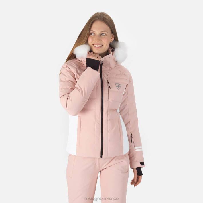 mujer Rossignol chaqueta de esquí rápida HPXL1113 tapas rosa empolvado