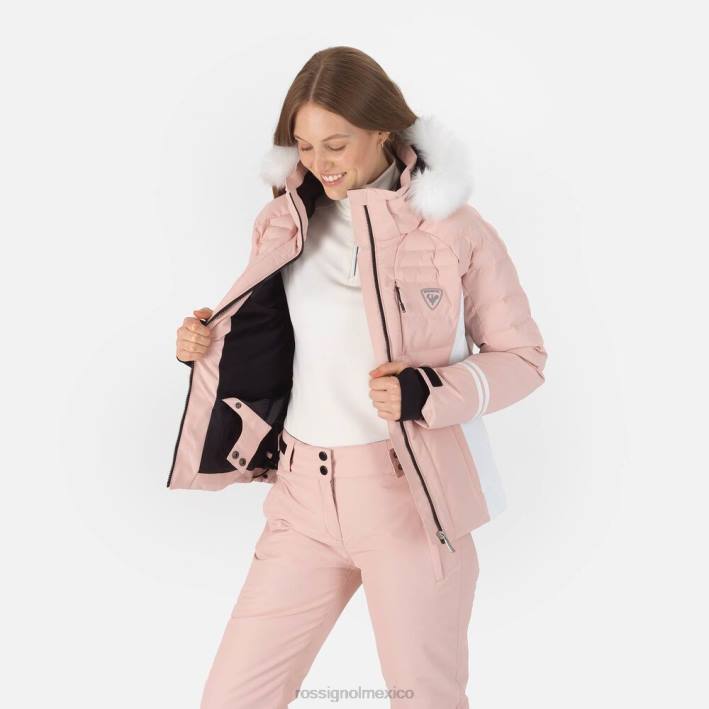 mujer Rossignol chaqueta de esquí rápida HPXL1113 tapas rosa empolvado