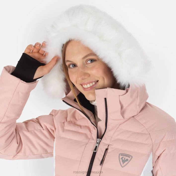 mujer Rossignol chaqueta de esquí rápida HPXL1113 tapas rosa empolvado