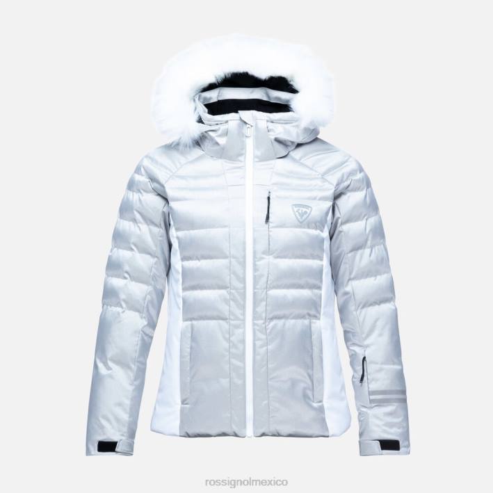 mujer Rossignol chaqueta de esquí rapide metalizada HPXL1061 tapas plata