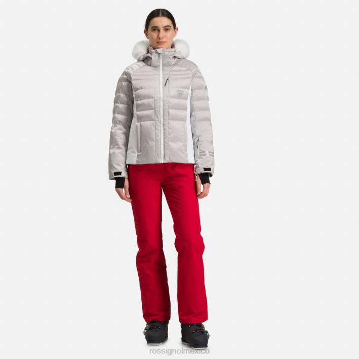 mujer Rossignol chaqueta de esquí rapide metalizada HPXL1061 tapas plata