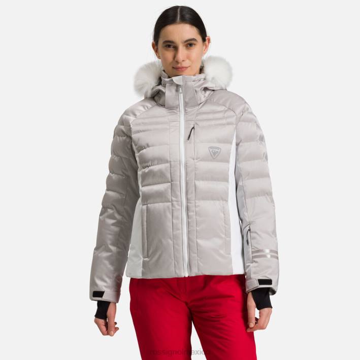 mujer Rossignol chaqueta de esquí rapide metalizada HPXL1061 tapas plata