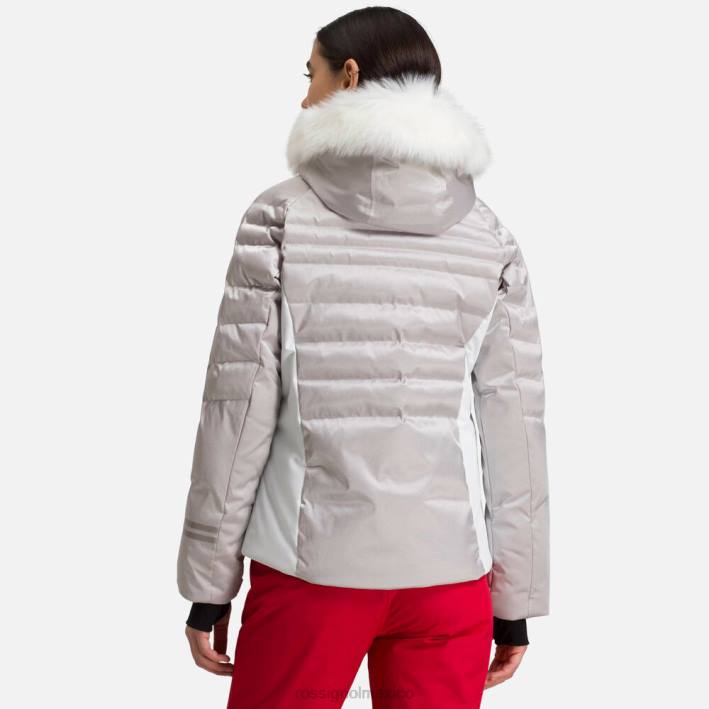 mujer Rossignol chaqueta de esquí rapide metalizada HPXL1061 tapas plata