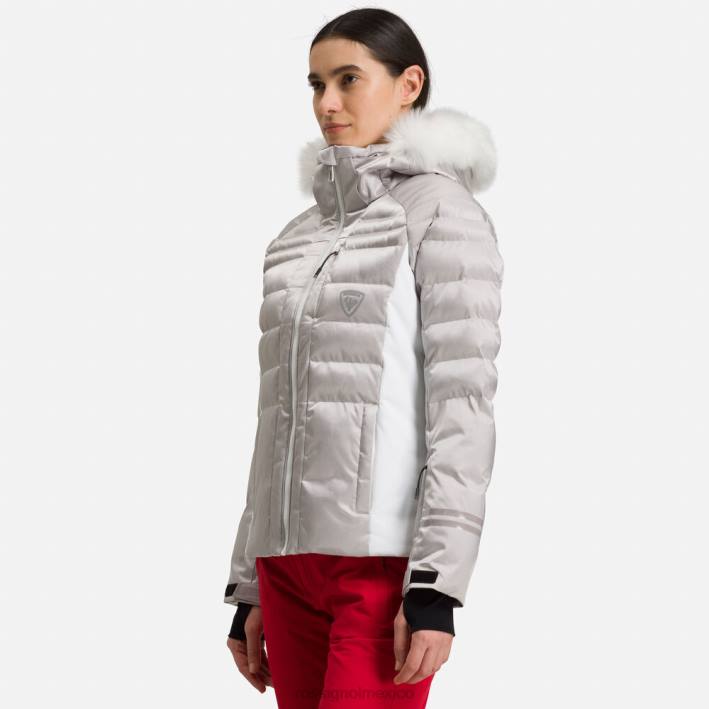 mujer Rossignol chaqueta de esquí rapide metalizada HPXL1061 tapas plata