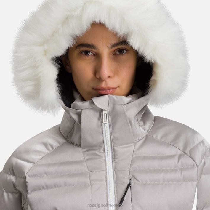 mujer Rossignol chaqueta de esquí rapide metalizada HPXL1061 tapas plata