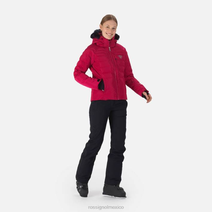 mujer Rossignol chaqueta de esquí rapide nacarada HPXL1011 tapas cereza