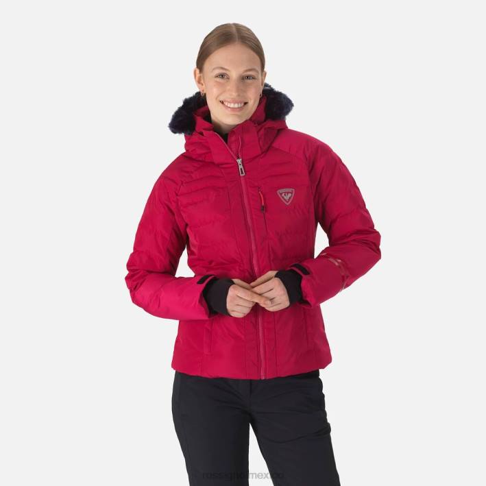 mujer Rossignol chaqueta de esquí rapide nacarada HPXL1011 tapas cereza