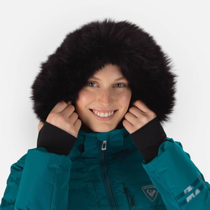 mujer Rossignol chaqueta de esquí rapide nacarada HPXL788 tapas esmeralda oscura