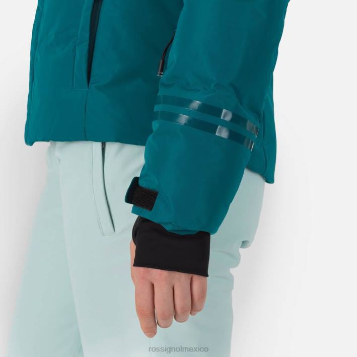 mujer Rossignol chaqueta de esquí rapide nacarada HPXL788 tapas esmeralda oscura