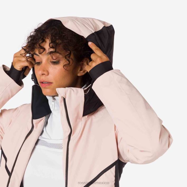 mujer Rossignol reaccionar chaqueta de esquí de merino HPXL1081 tapas rosa empolvado
