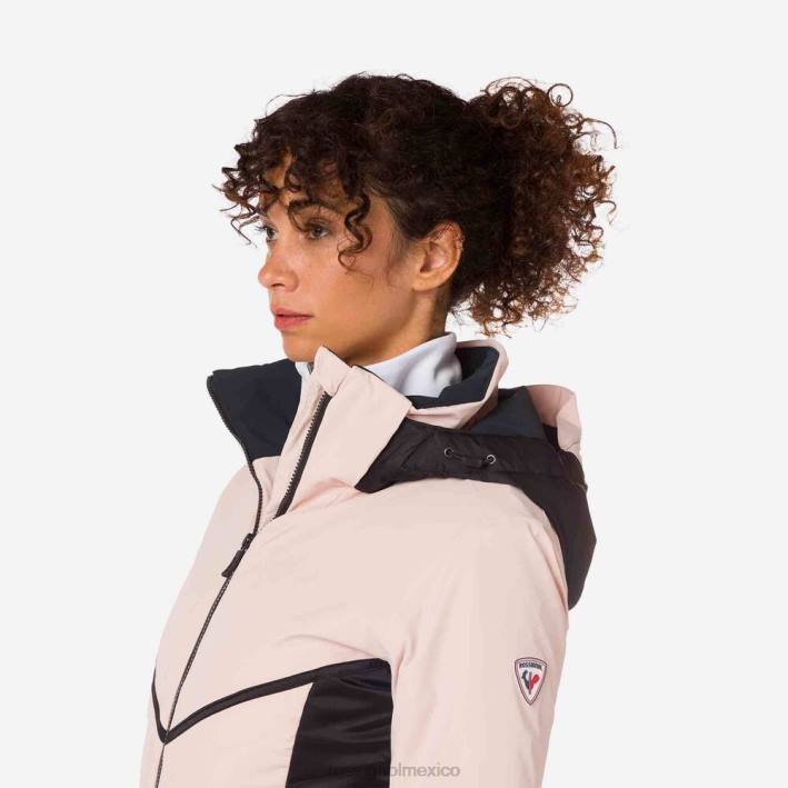 mujer Rossignol reaccionar chaqueta de esquí de merino HPXL1081 tapas rosa empolvado