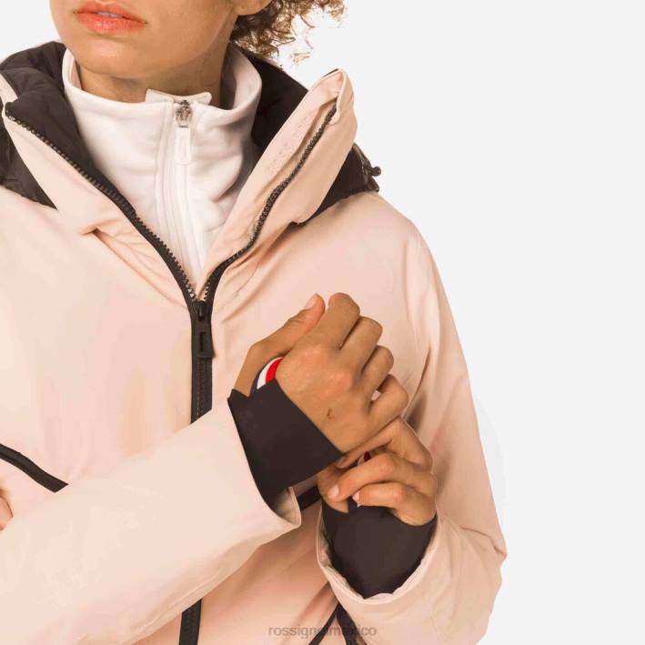 mujer Rossignol reaccionar chaqueta de esquí de merino HPXL1081 tapas rosa empolvado