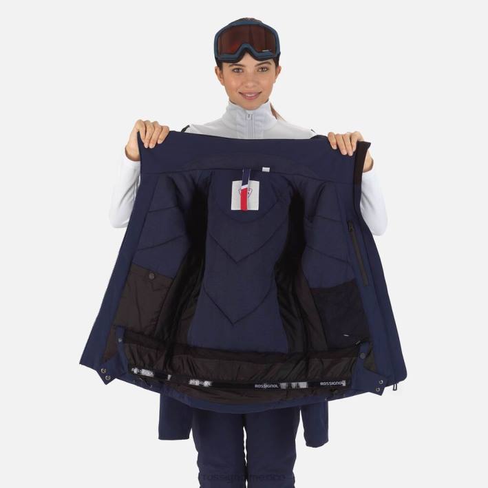 mujer Rossignol reaccionar chaqueta de esquí de merino HPXL791 tapas azul marino oscuro