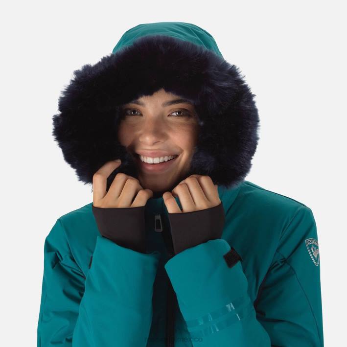 mujer Rossignol salir de la chaqueta de esquí HPXL987 tapas esmeralda oscura