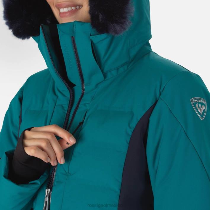 mujer Rossignol salir de la chaqueta de esquí HPXL987 tapas esmeralda oscura