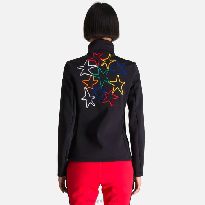 mujer Rossignol JCC Brady chaqueta suave estampada HPXL996 tapas negro