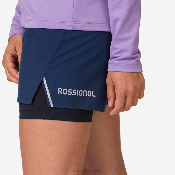 mujer Rossignol pantalones cortos para correr en montaña HPXL721 fondos azul marino oscuro