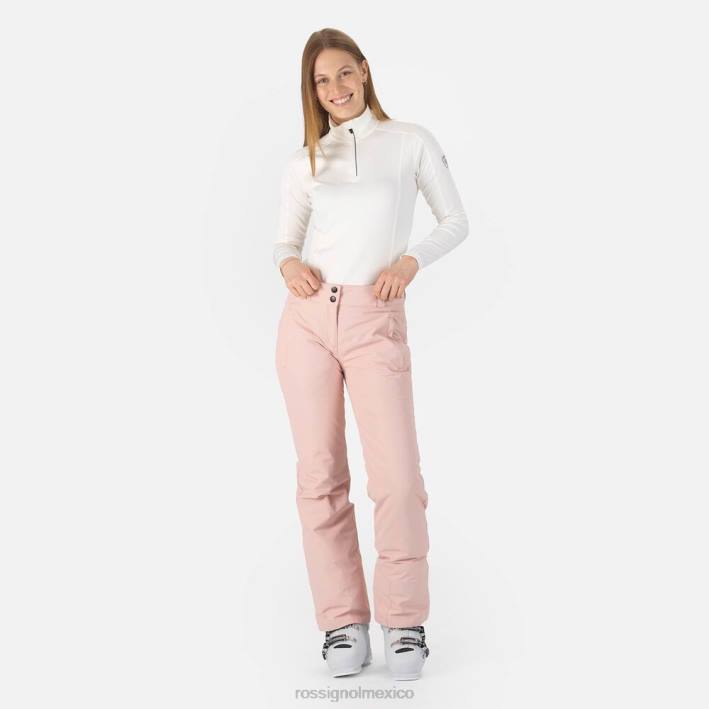 mujer Rossignol pantalones de esquí rápidos HPXL981 fondos rosa empolvado