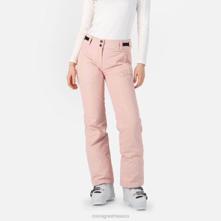mujer Rossignol pantalones de esquí rápidos HPXL981 fondos rosa empolvado