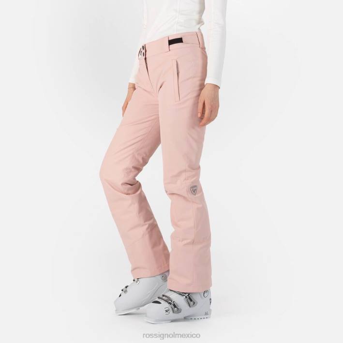 mujer Rossignol pantalones de esquí rápidos HPXL981 fondos rosa empolvado