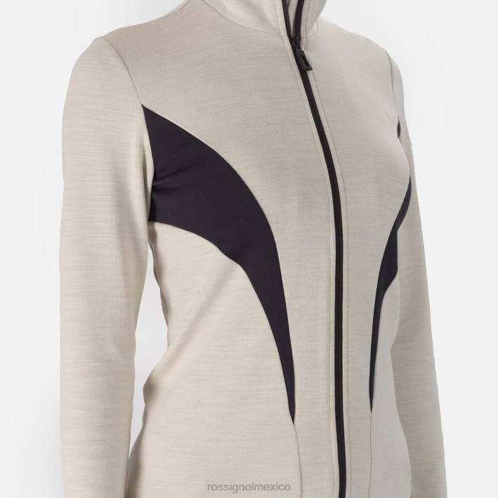 mujer Rossignol React Merino capa intermedia con cremallera completa HPXL1015 tapas paloma salvaje