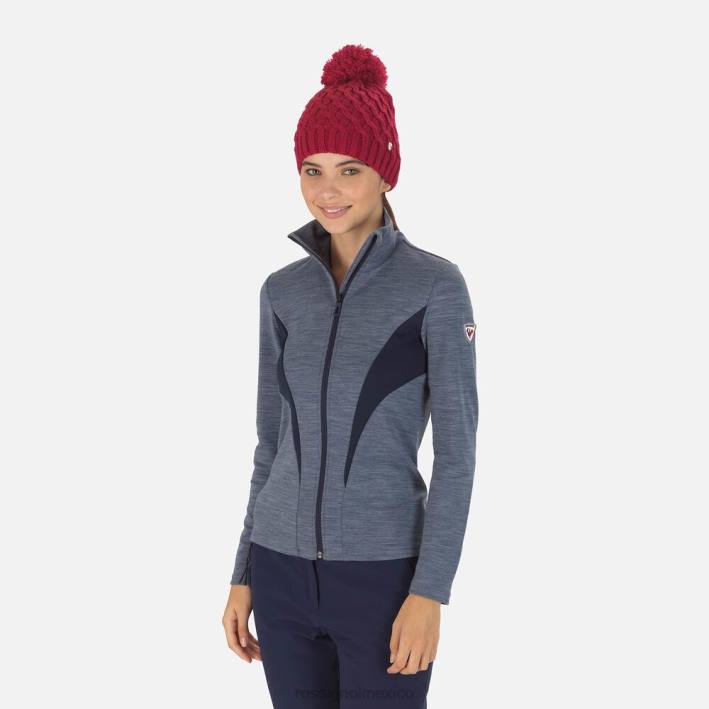 mujer Rossignol React Merino capa intermedia con cremallera completa HPXL858 tapas azul marino oscuro