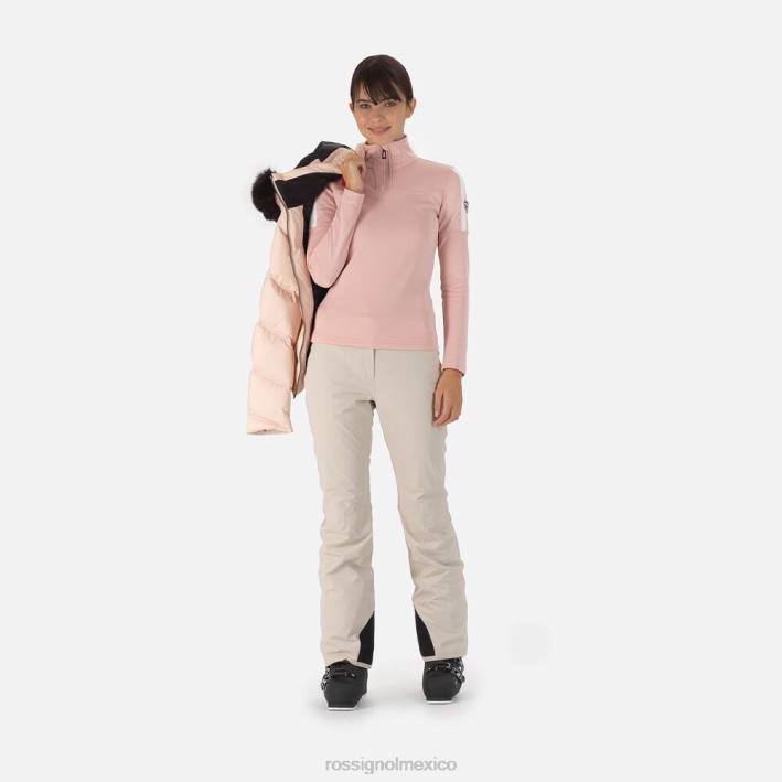 mujer Rossignol experimenta la parte superior con media cremallera HPXL1032 tapas rosa empolvado