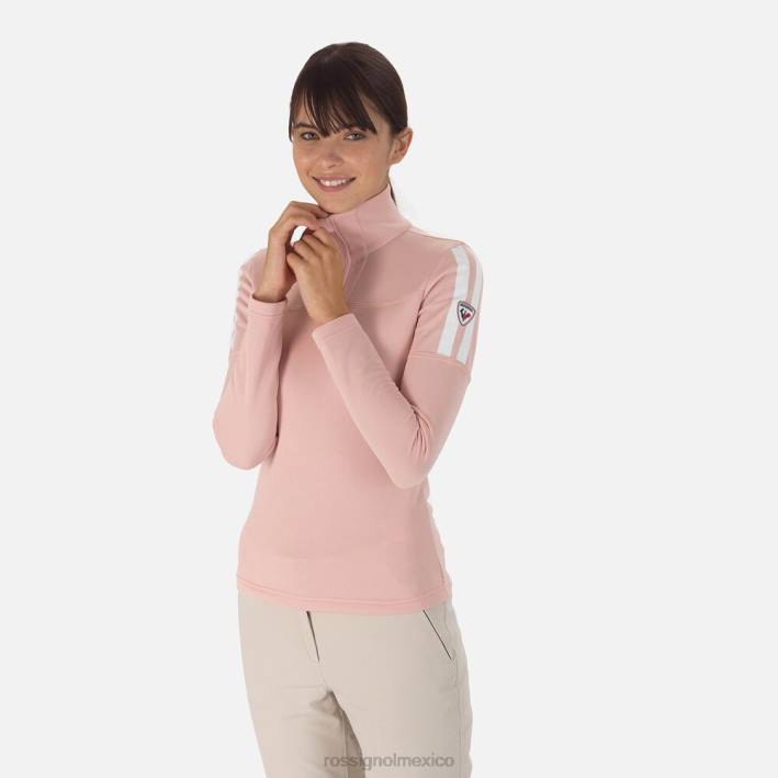 mujer Rossignol experimenta la parte superior con media cremallera HPXL1032 tapas rosa empolvado