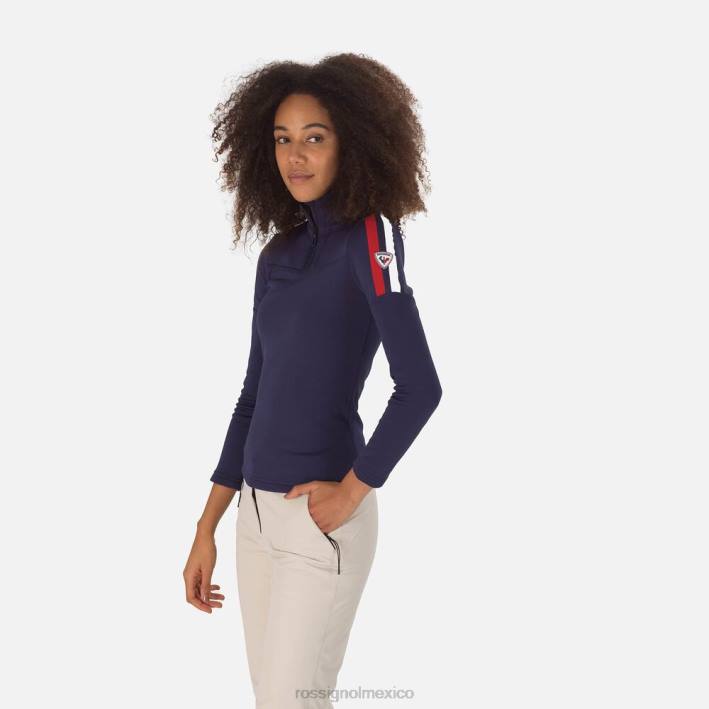 mujer Rossignol experimenta la parte superior con media cremallera HPXL1082 tapas azul marino oscuro