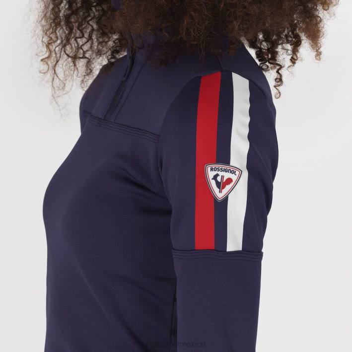 mujer Rossignol experimenta la parte superior con media cremallera HPXL1082 tapas azul marino oscuro