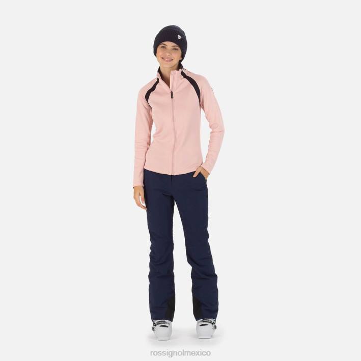 mujer Rossignol polar aéreo con cremallera completa HPXL725 tapas rosa empolvado