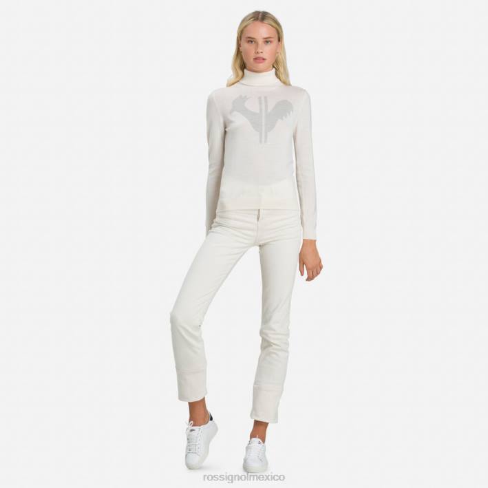 mujer Rossignol suéter clásico con cuello vuelto HPXL864 tapas blanco