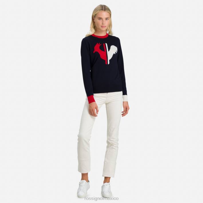 mujer Rossignol suéter de cuello redondo alya HPXL977 tapas azul marino oscuro