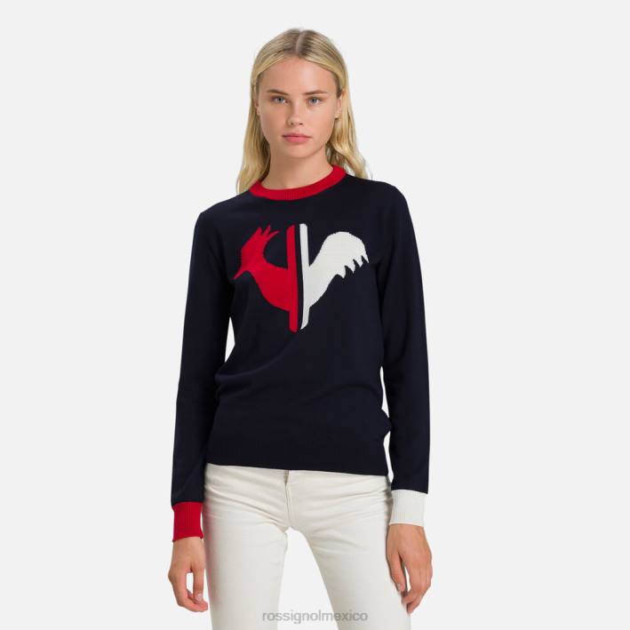 mujer Rossignol suéter de cuello redondo alya HPXL977 tapas azul marino oscuro