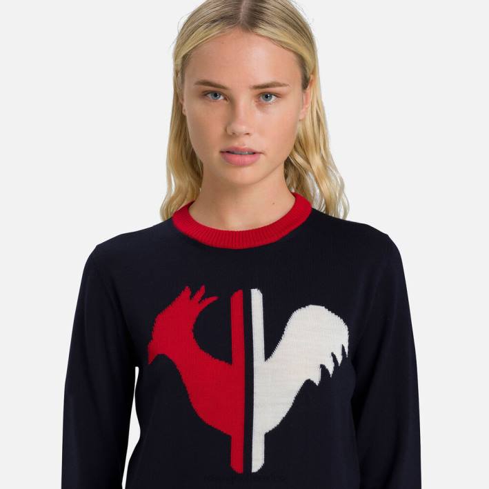 mujer Rossignol suéter de cuello redondo alya HPXL977 tapas azul marino oscuro