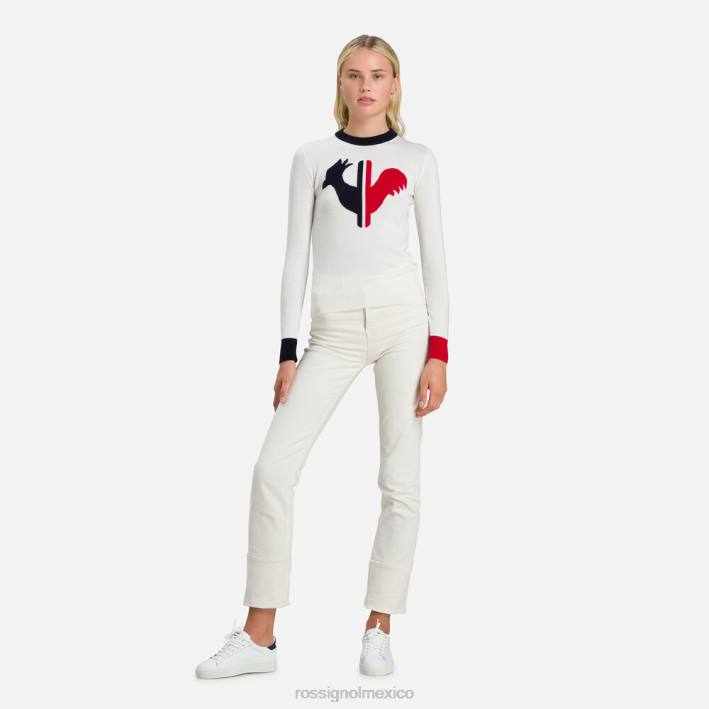 mujer Rossignol suéter de cuello redondo alya HPXL993 tapas blanco