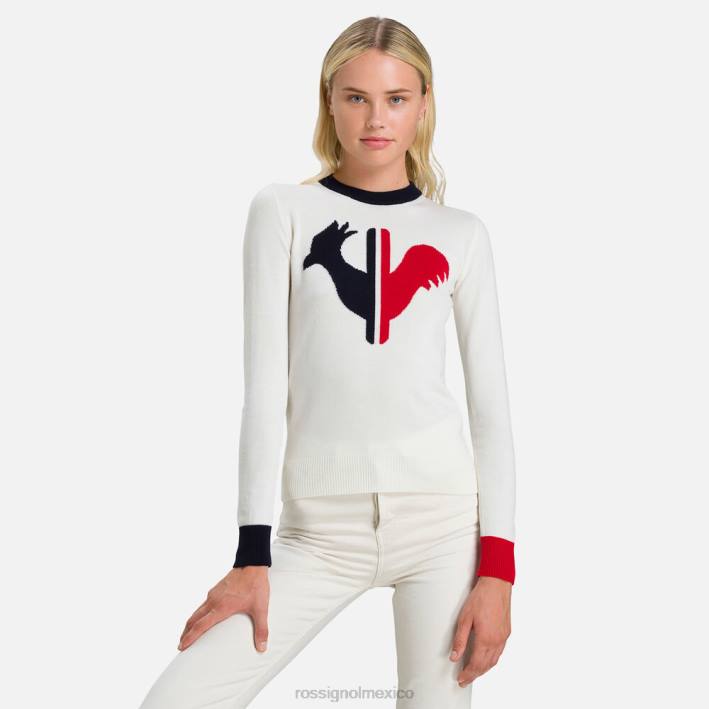 mujer Rossignol suéter de cuello redondo alya HPXL993 tapas blanco