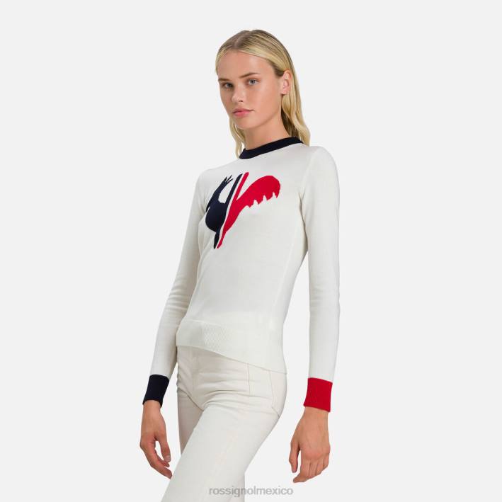 mujer Rossignol suéter de cuello redondo alya HPXL993 tapas blanco
