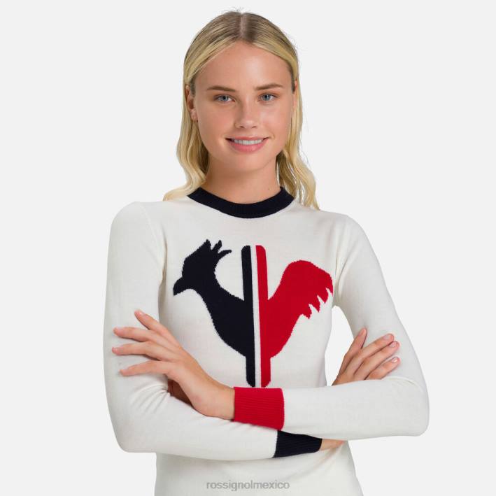 mujer Rossignol suéter de cuello redondo alya HPXL993 tapas blanco