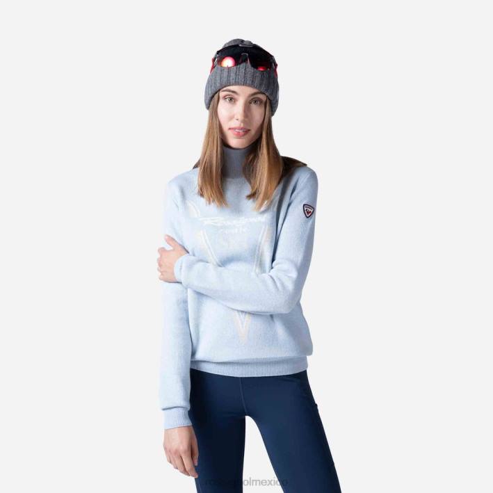 mujer Rossignol suéter de punto con cuello alto victoire HPXL1092 tapas glaciar