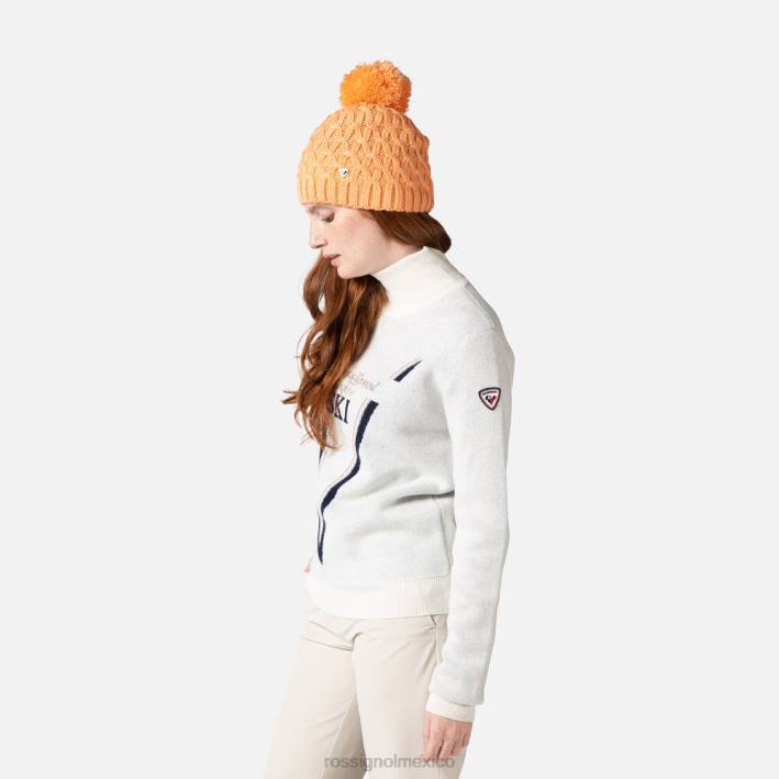 mujer Rossignol suéter de punto con cuello alto victoire HPXL1119 tapas blanco
