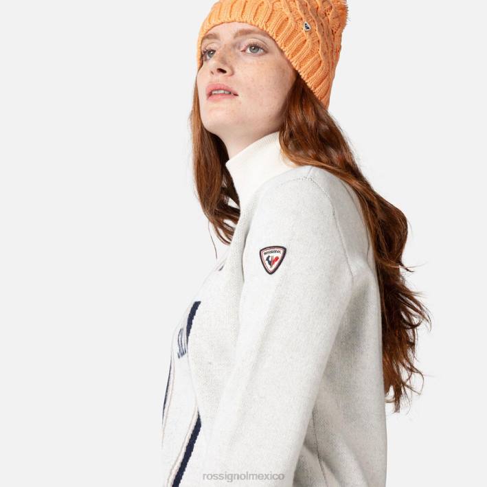 mujer Rossignol suéter de punto con cuello alto victoire HPXL1119 tapas blanco