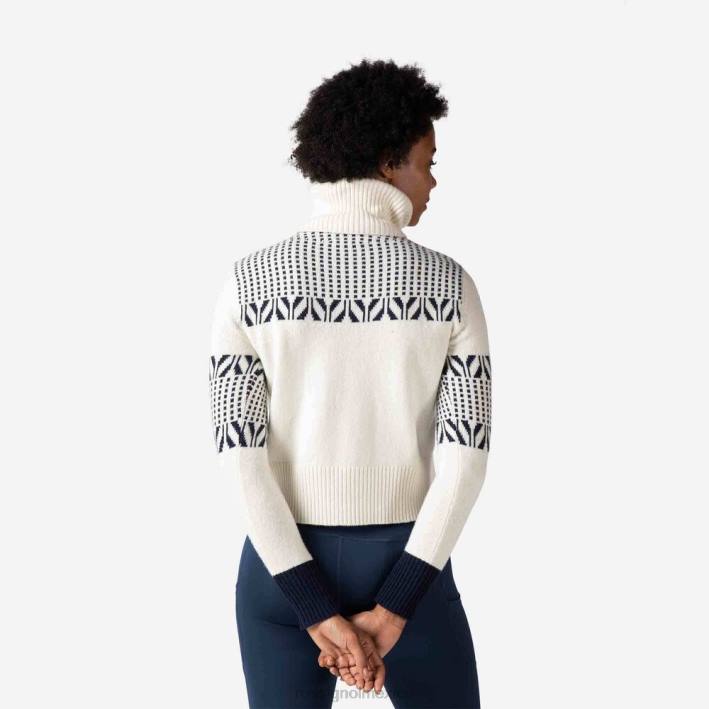 mujer Rossignol suéter de punto de cuello alto vintage HPXL1042 tapas blanco