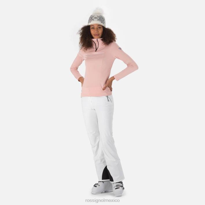 mujer Rossignol top resort con media cremallera HPXL1026 tapas rosa empolvado