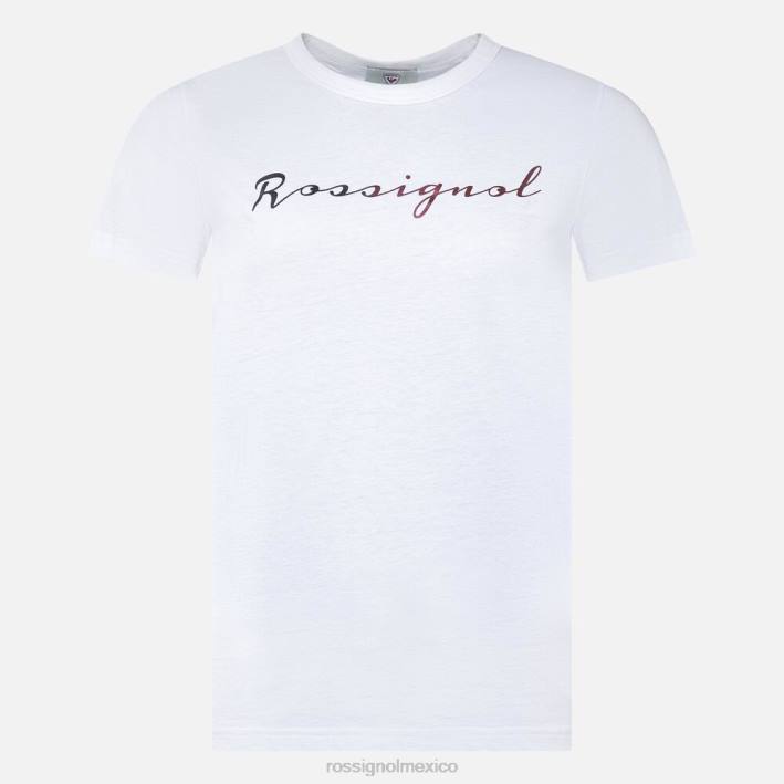 mujer Rossignol camiseta con logo HPXL694 tapas blanco