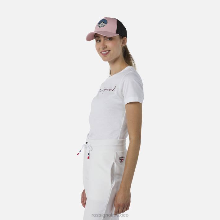 mujer Rossignol camiseta con logo HPXL694 tapas blanco