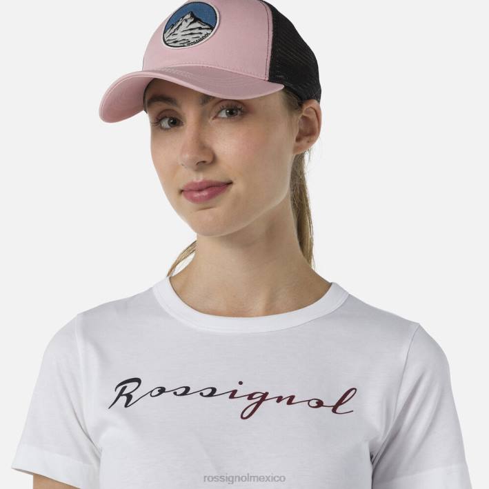 mujer Rossignol camiseta con logo HPXL694 tapas blanco