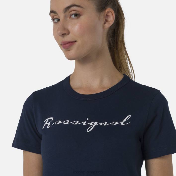 mujer Rossignol camiseta con logo HPXL702 tapas azul marino oscuro