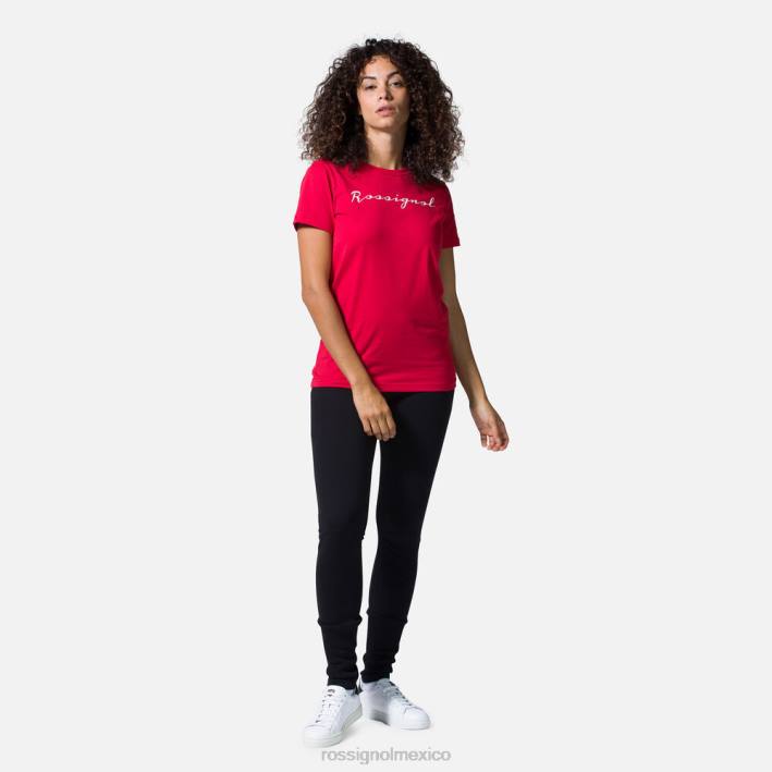 mujer Rossignol camiseta con logo HPXL933 tapas carmín