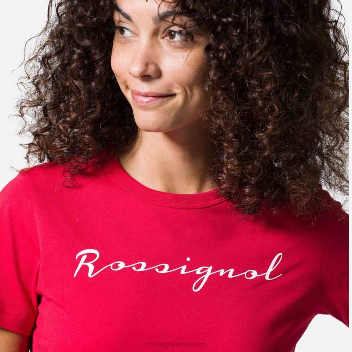 mujer Rossignol camiseta con logo HPXL933 tapas carmín